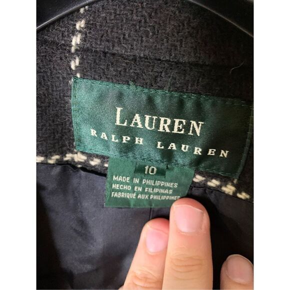 Lauren Ralph Lauren 100% wool blazer jacket black white women's size 10 - Picture 3 of 6